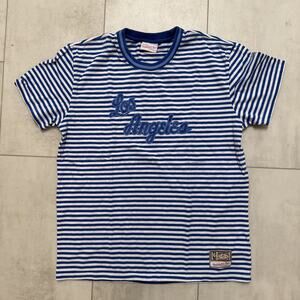 Los Angeles Lakers Striped Tee Shirt Blue White Mitchell & Ness NBA Large